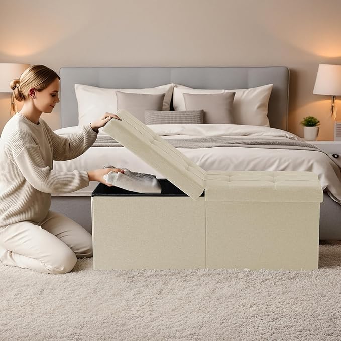 35-INCH Storage Ottoman Bench, Footrest