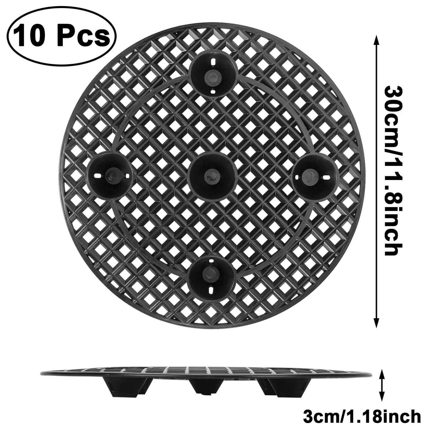 DUTWROY Plant Level Pot Elevator 12 Inch Plant Riser for Pots 10 Pieces Black Plant Stands to Prevent Rot and Damage Plant Runoff Tray for Indoor Outdoor Garden Flower, Patio and Deck Floor Protector