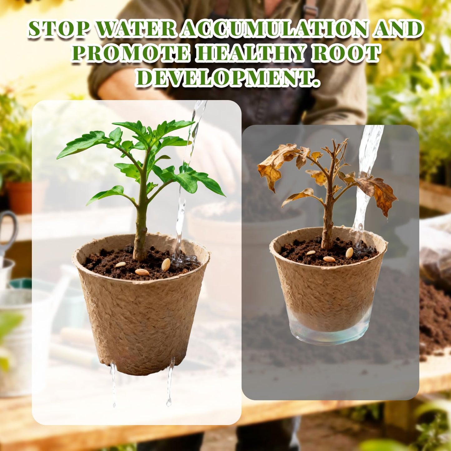 Airsnigi 120 Pack Peat Pots for Sreeding with 120 Plant Labels, 4 inch Round Nursery Pot with Drainage Holes Seed Starting Pots Biodegradable Pots Indoor Garden Seedling