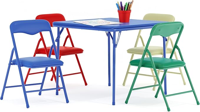 Flash Furniture Mindy Kids 5-Piece set Folding Square Table and Chairs Set