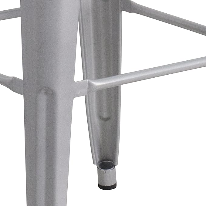 Flash Furniture Commercial Grade 30" High Backless Silver Metal Indoor-Outdoor