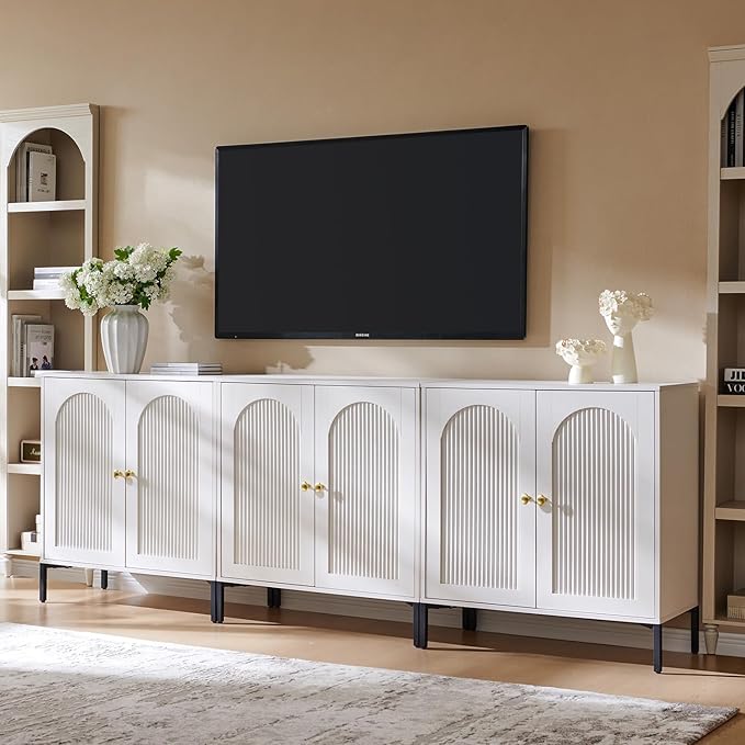 IFBUY Modern Sideboard Buffet Cabinet, 92.63" W Fluted Arched Buffet Cabinet