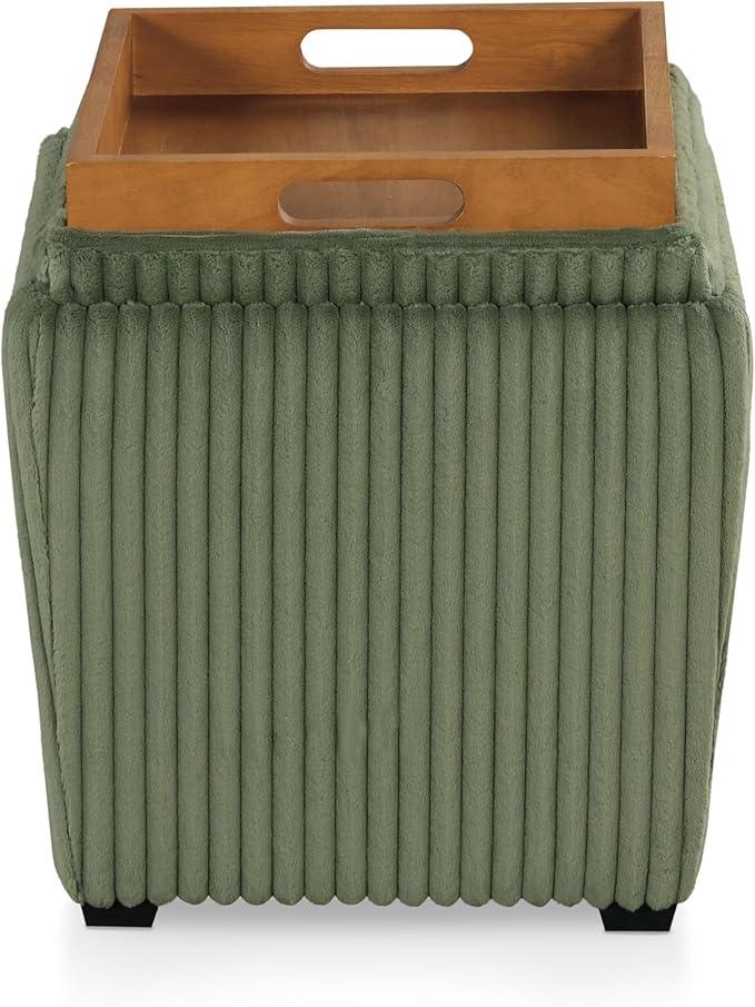 Furniture of America Lennox Modern Chenille 17-inch Square Storage Ottoman