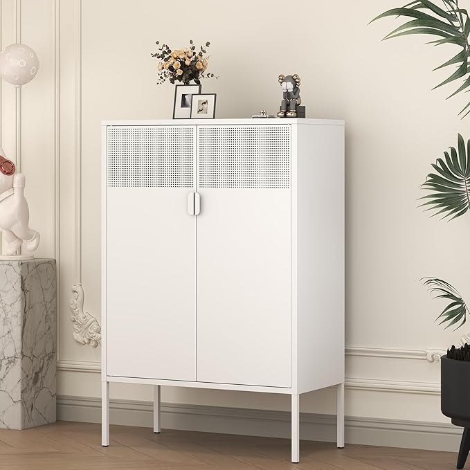 White Metal Storage Cabinet