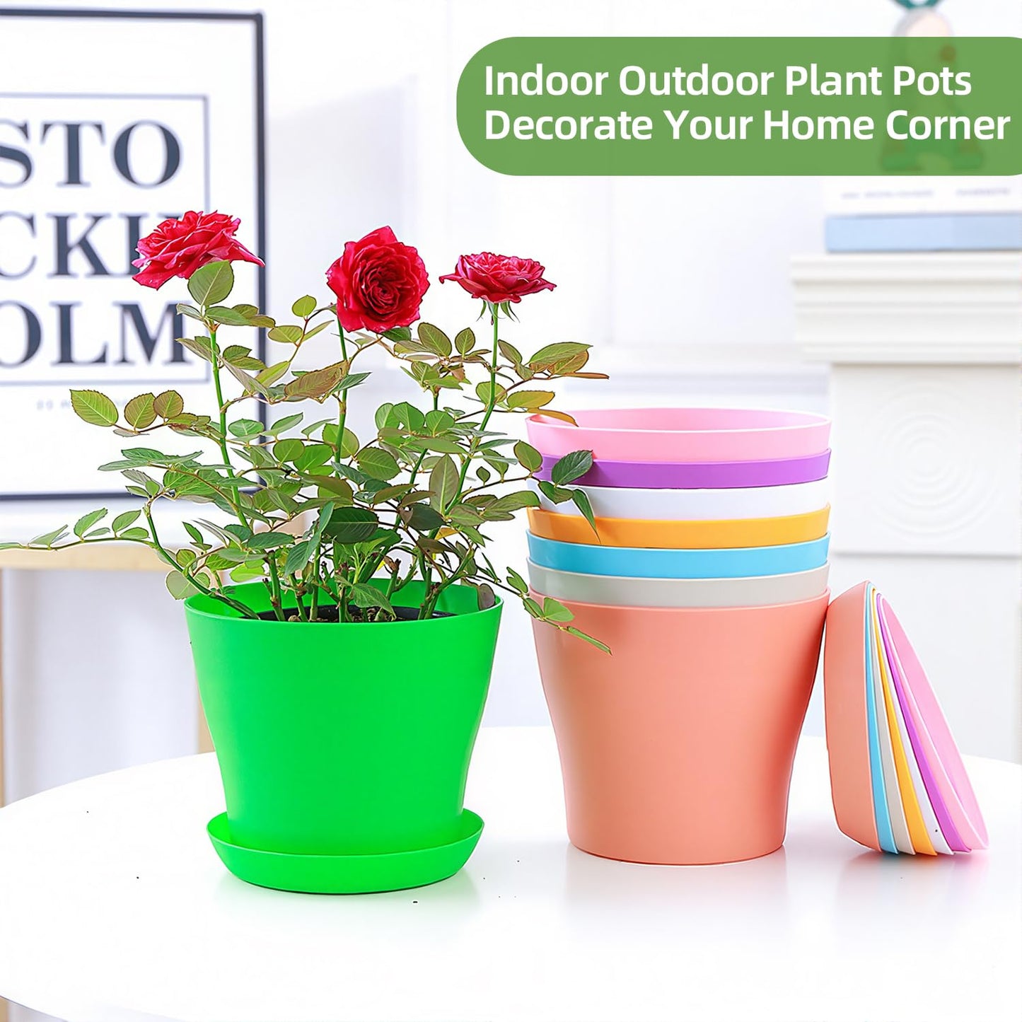 SeewtLice 100 Pcs 3.3 Inch Plastic Flower Plant Pots with Drainage Holes & Saucers for Indoor Outdoor Garden Planting, Nursery Pots for Succulents, Herbs, Seeds, African Violets, Cactus