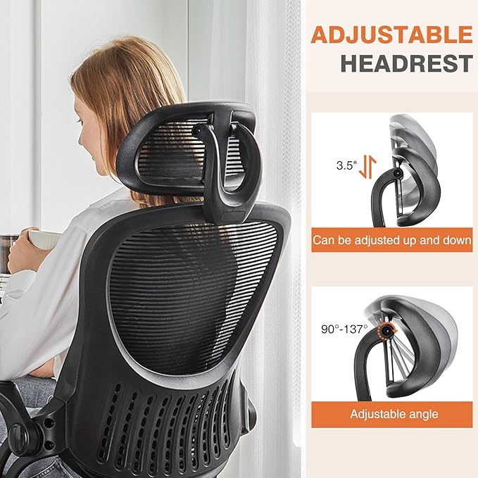 Sweetcrispy Office Computer Desk Chair, Ergonomic High-Back Mesh Rolling Work
