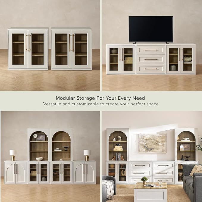 mopio Blake Storage Cabinet, Small Modular Accent Display Sideboard Buffet