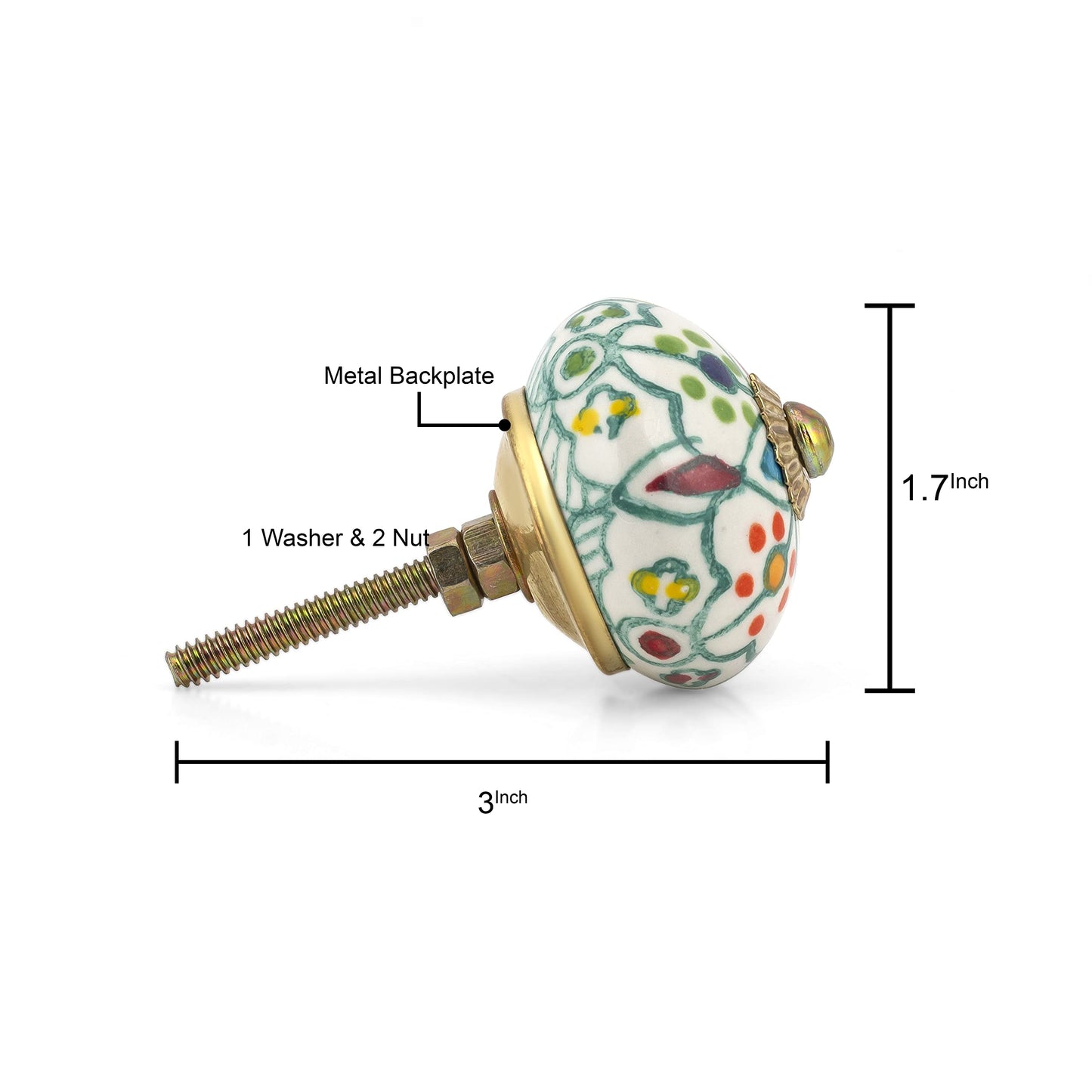 Craft Trade Ceramic Cabinet & Drawer Knobs – Decorative Kitchen Cabinet Hardware, Cupboard & Dresser Knobs – Handcrafted Furniture Pull Handles, Round Design (Colorful, Set of 6)