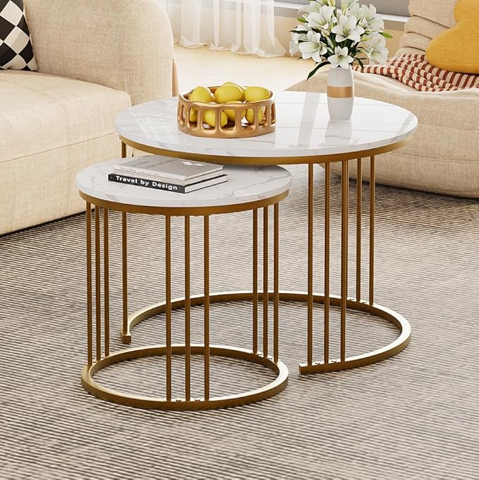Garden 4 you Coffee Table Faux Marble Nesting Table