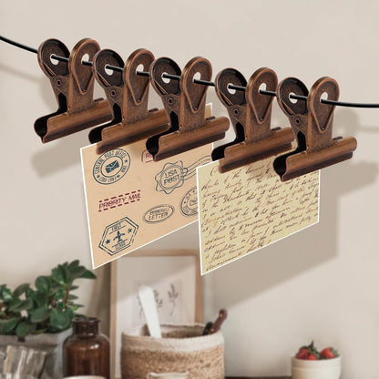 SIAMESE Bulldog Clips, 8 Pcs Binder Clips for Office & Kitchen, Multi-Purpose Binder and Food Bag Clamps for Sealing, Storage, Hanging (Red Bronze)
