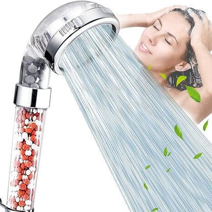 Nosame Shower Head, Filter Filtration High Pressure Water Saving 3 Mode Function Spray Handheld Showerheads for Dry Skin & Hair
