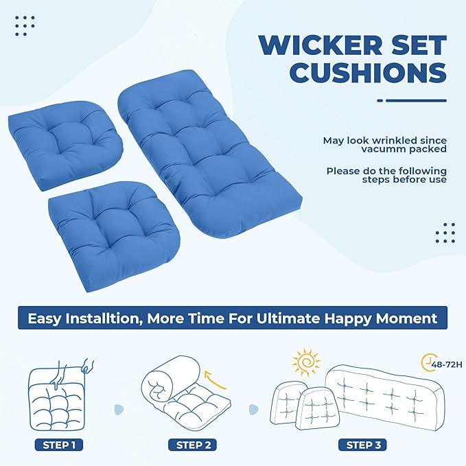 DANGHOOGY Wicker Chair Cushions, Waterproof Outdoor Loveseat Cushions