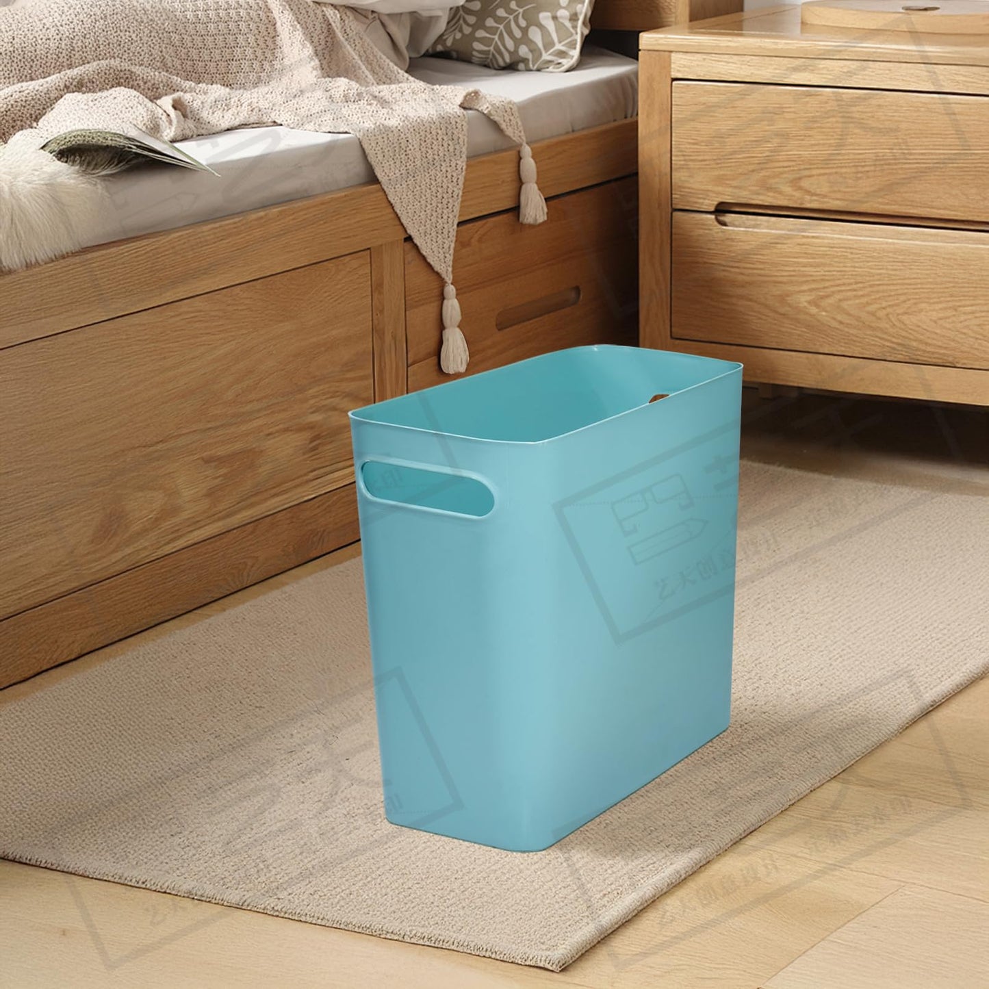 TEIUKAX Platic Trash Can - Small Waste basketbin - 1.8 Gallon- for Office,Home,Bathroom,Kitchen - Green