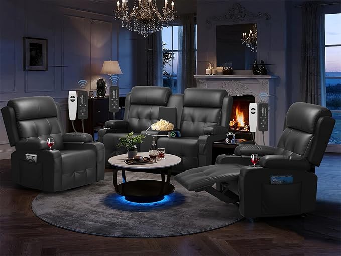 Recliner Sofa Set, Home Theater Seating Wall Hugger Recliners