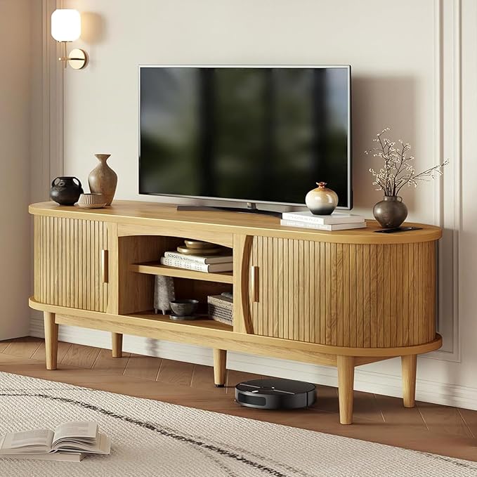 Decofy Mid Century TV Stand for TVs up to 65 Inches, Entertainment Center