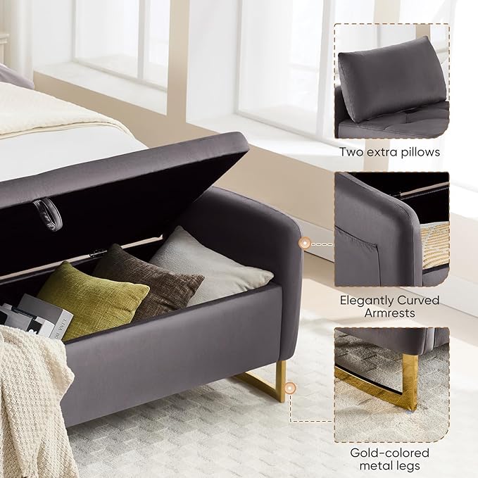 65" End of Bed Storage Bench, Modern Storage Benches