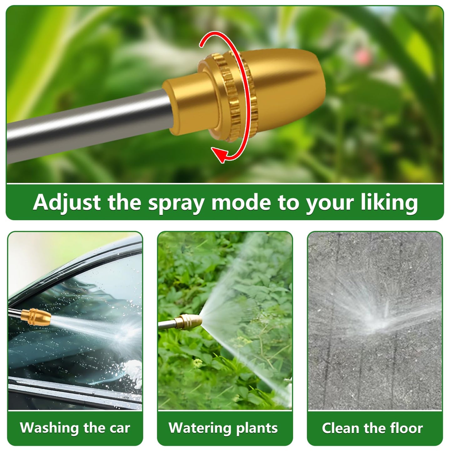 Hose Sprayer Nozzle Heavy Duty, High Pressure Hose Nozzle Water Adjustable Spray Gun Metal Brass Hose Attachment for Washing car, Cleaning, Watering Plants, lawn, Outdoor Gardening.