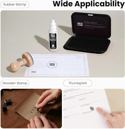 Medium Stamp Pad -2.8"x 4.4", Magnetic Lid, Premium Quality Felt Stamp Pad (Black)