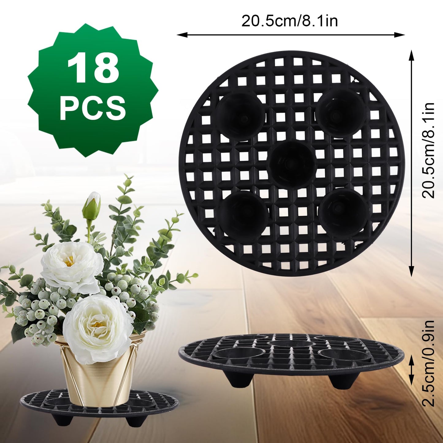 HNBun 18 PCS Plant Level Pot Elevator, 20 cm / 8 Inch Plant Riser Holder Plastic Floor Protector Plant Trivet, Plant Stand Indoor Outdoor for Prevent Rot and Damage on Patio & Deck