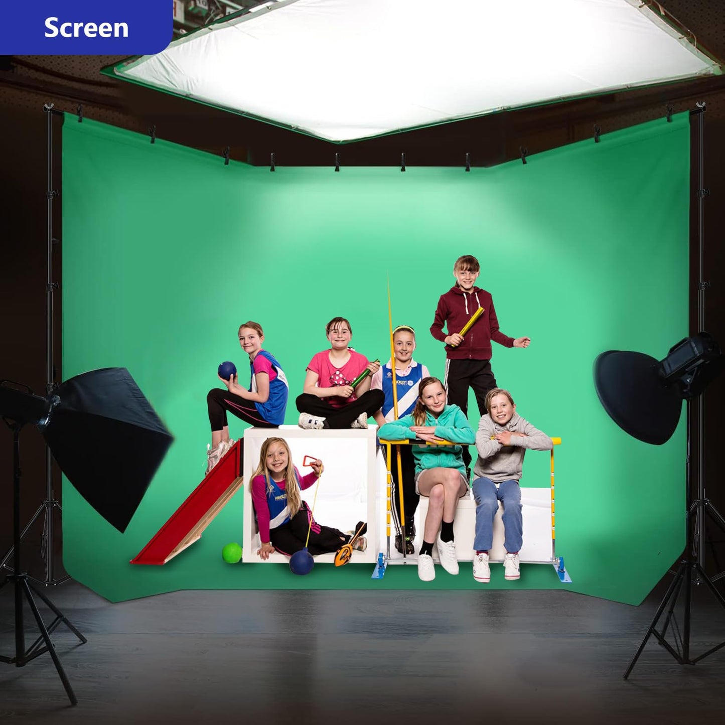 SLOW DOLPHIN Photo Studio Background Stand Support Kit Backdrop Stand, 40ft (Wide) x 8.5ft (Tall) Square Large Adjustable Backdrop Stand with Rotatable Connector, Carry Bag, Sand Bags Clamps.