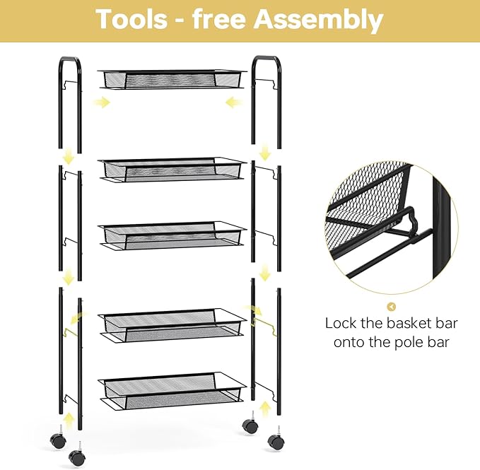 TOOLF 5-Tier Metal Utility Cart