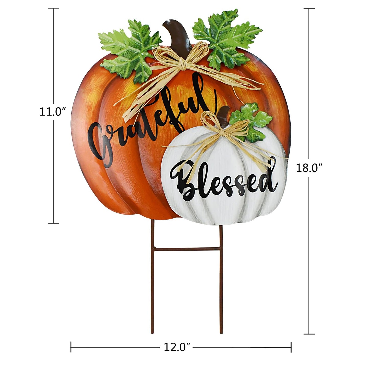 Morning View Stacked Pumpkin Garden Stakes Metal Yard Sign Fall Decor Outdoor Autumn Yard Stake Art Pumpkin Lawn Ornaments Magnetic for Patio Porch Thanksgiving Halloween Harvest 18.5 Inch
