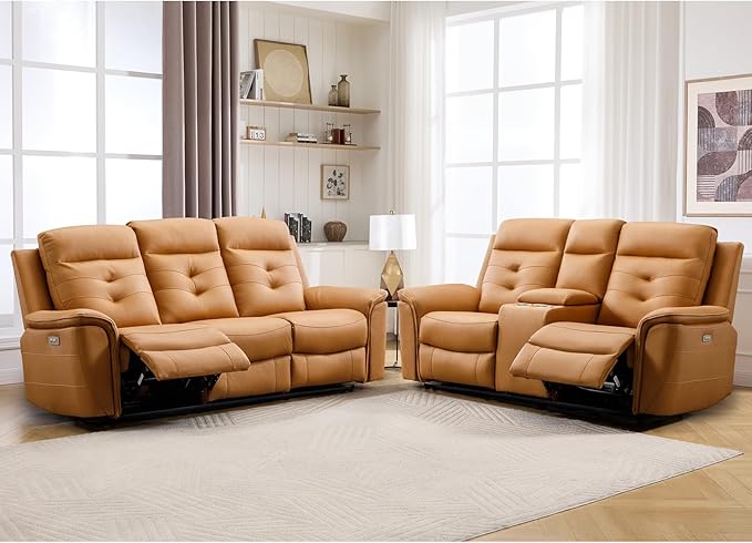ANJ 2-Piece Faux Leather Power Recliner Sofa Set