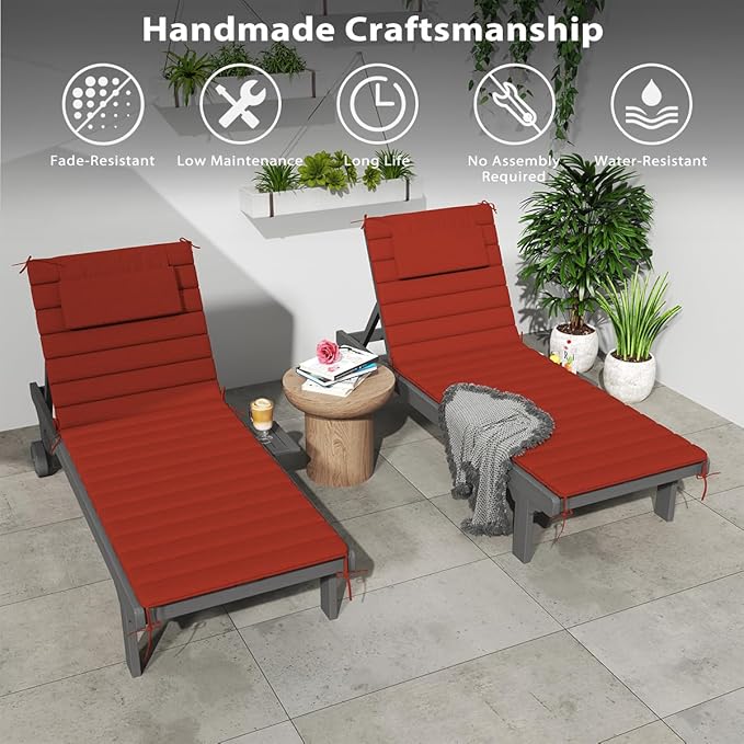 Sundale Outdoor Olefin Quilted Lounge Cushion Set of 4, Patio Foldable Chaise