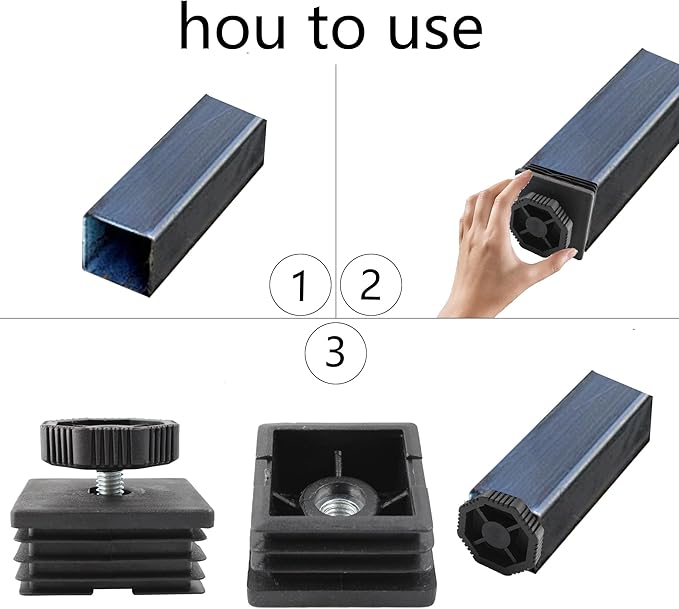 8Pcs Adjustable Leveling Feet 50 x 50mm Square Insert Kit Furniture Glide