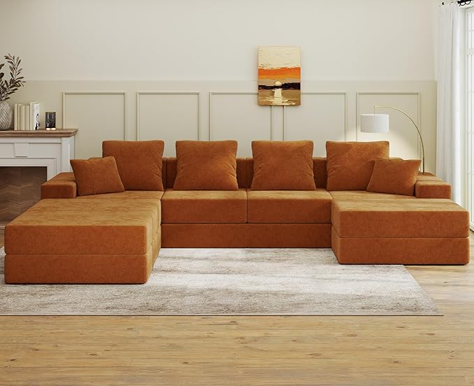 Living&Giving 128" U-Shaped Cloud Sectional Couch