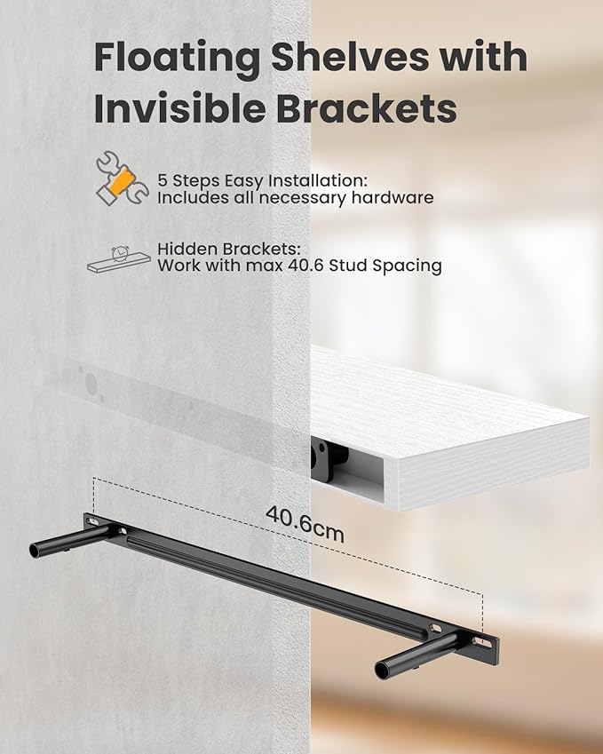 AMADA HOMEFURNISHING Floating Shelves Wall Mounted, 24 x 7 Inch Wall Shelves