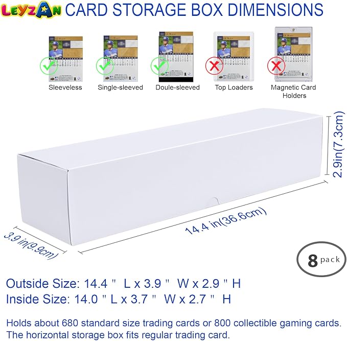Trading-Card Storage Box, 8-Pack • 1000 Count Corrugated Cardboard Storage Box with dividers & labels for TCG/Magic/Mtg storage and Collection, 14.4 INCH Horizontal