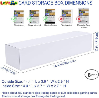 Trading-Card Storage Box, 8-Pack • 1000 Count Corrugated Cardboard Storage Box with dividers & labels for TCG/Magic/Mtg storage and Collection, 14.4 INCH Horizontal