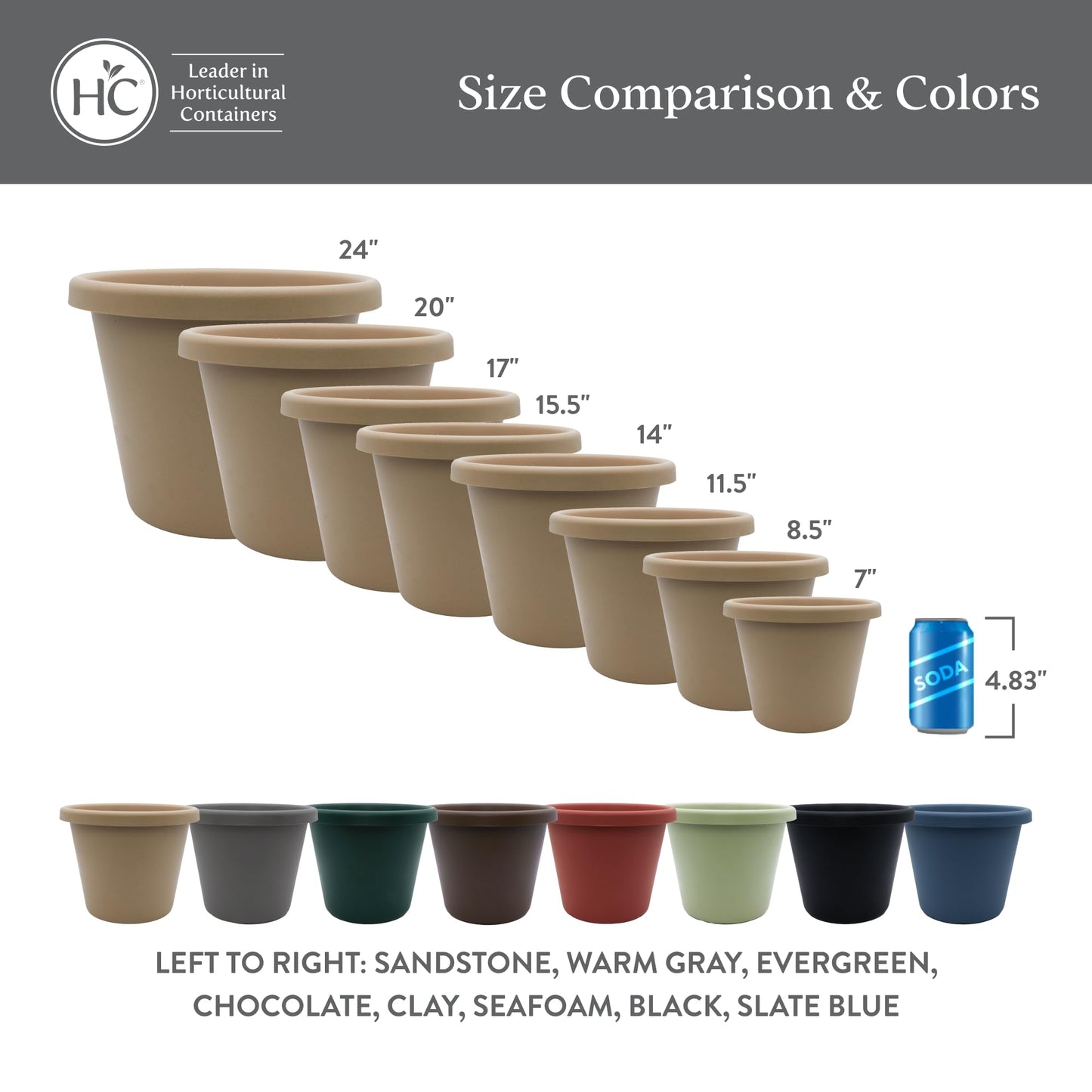 The HC Companies 8.5 Inch Classic Round Planter Pots with Drainage, Rolled Rim Plastic Planters for Indoor & Outdoor Plants, 4-Pack Decorative Flower Pots for Garden, Office & Home Decor, Evergreen