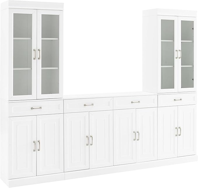 Crosley Furniture Stanton 3-Piece Sideboard Buffet Cabinet and Glass Door