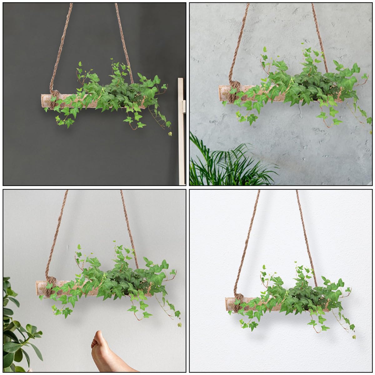 Yardwe 2sets Driftwood Wall Decor Plant Hangers Wooden Ornament for Rustic Farmhouse Beach Theme Garden Wedding Decor