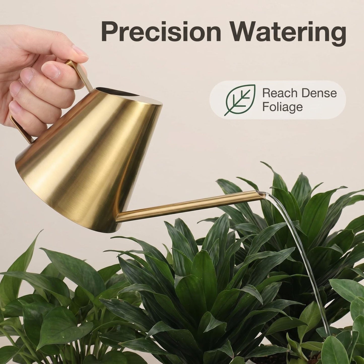 50.8 oz Watering Can Indoor Plants Stainless Steel Plant Waterer Watering Pot Sprinkle Pot Garden Flowers Plants Flower Tool Gold Watering Can with Long Spout (1500ml)