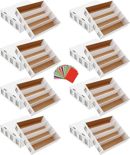8 Pack Trading Card Storage Box 25000+ Count Cards Storage Box with 48 Card Divider White Sports Card Boxes Bulk Card Cases Cardboard Card Collection Trading Card Boxes for Basketball MTG TCG Cards