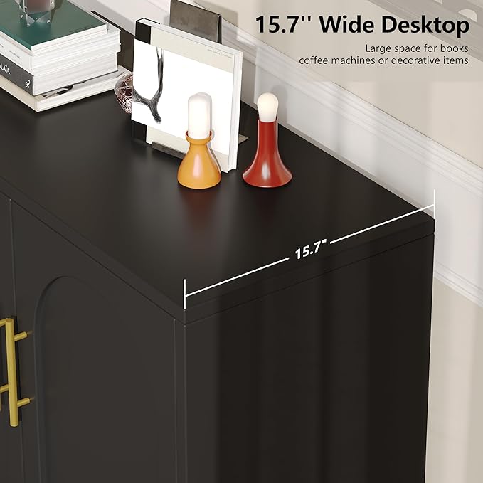 Keehusux 15.7" D Black Buffet Cabinet
