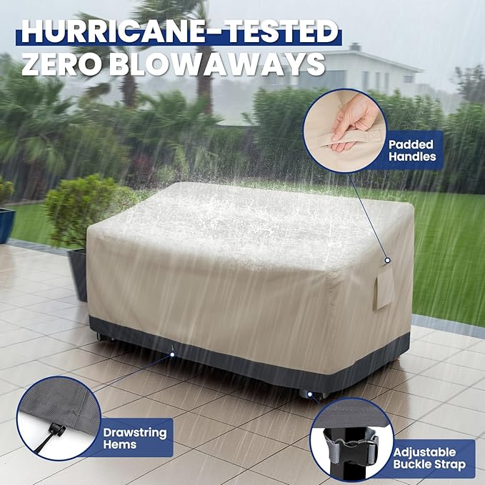 Extra Heavy Duty Outdoor Couch Cover Waterproof, Large 3-Seater Patio Sofa Cover
