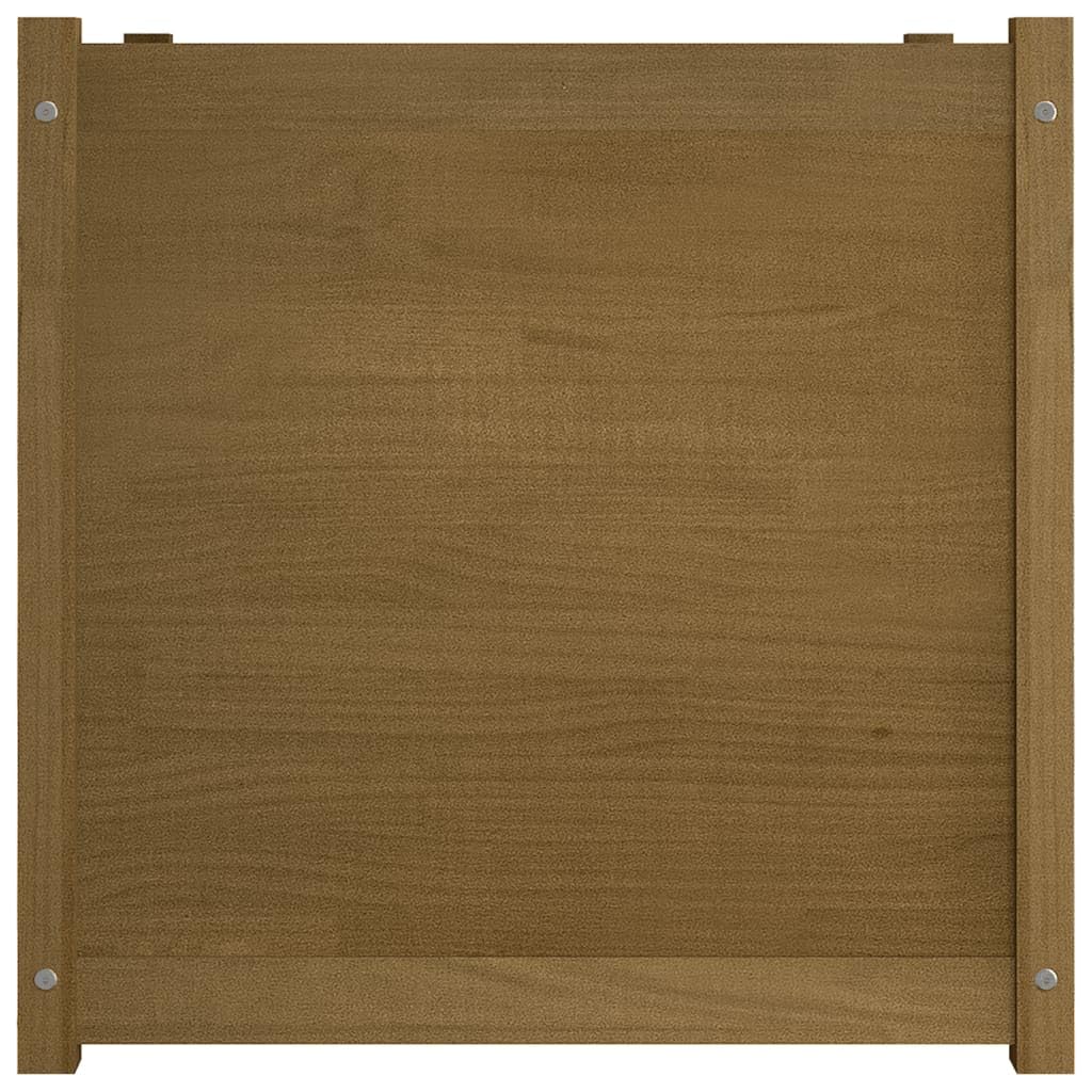 WRJENFSC Large Square Solid Pinewood Planter Box Honey Brown Outdoor for Gardens Terraces Patios Durable Spacious Raised Garden Bed Alternative Natural Wood Finish