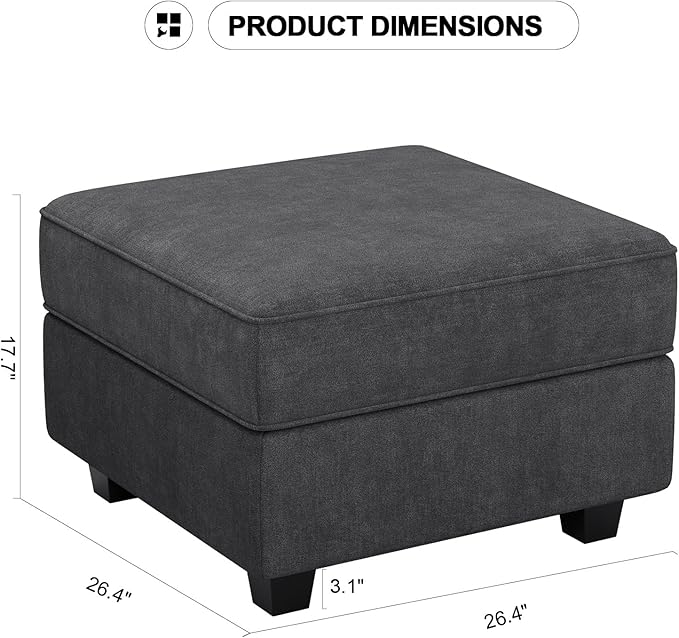 Belffin Fabric Modular Sectional Sofa Storage Ottoman Module Couch Side