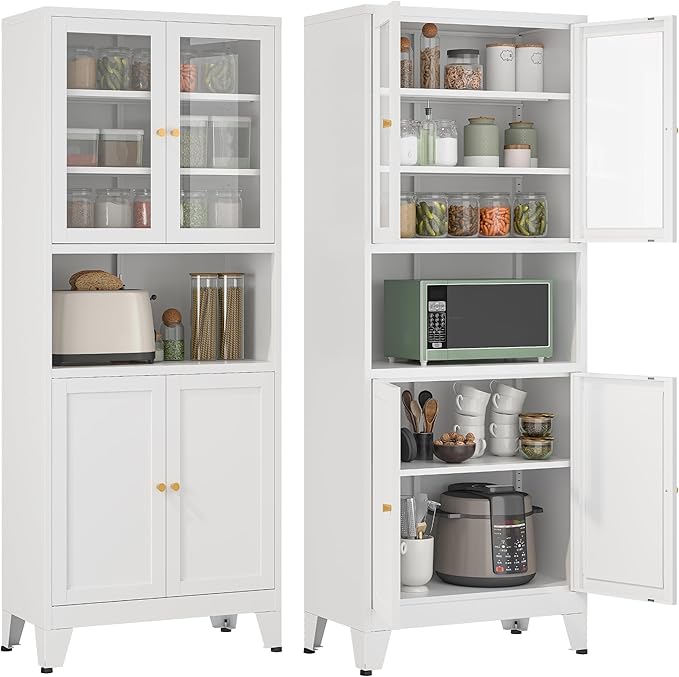 YAUWOH 69" Tall Metal Pantry Cabinet