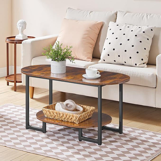 HOOBRO Coffee Table for Living Room, Oval Small Coffee Table
