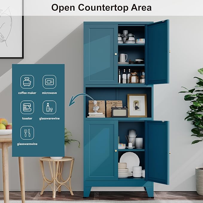 YAUWOH 69" Tall Metal Pantry Cabinet
