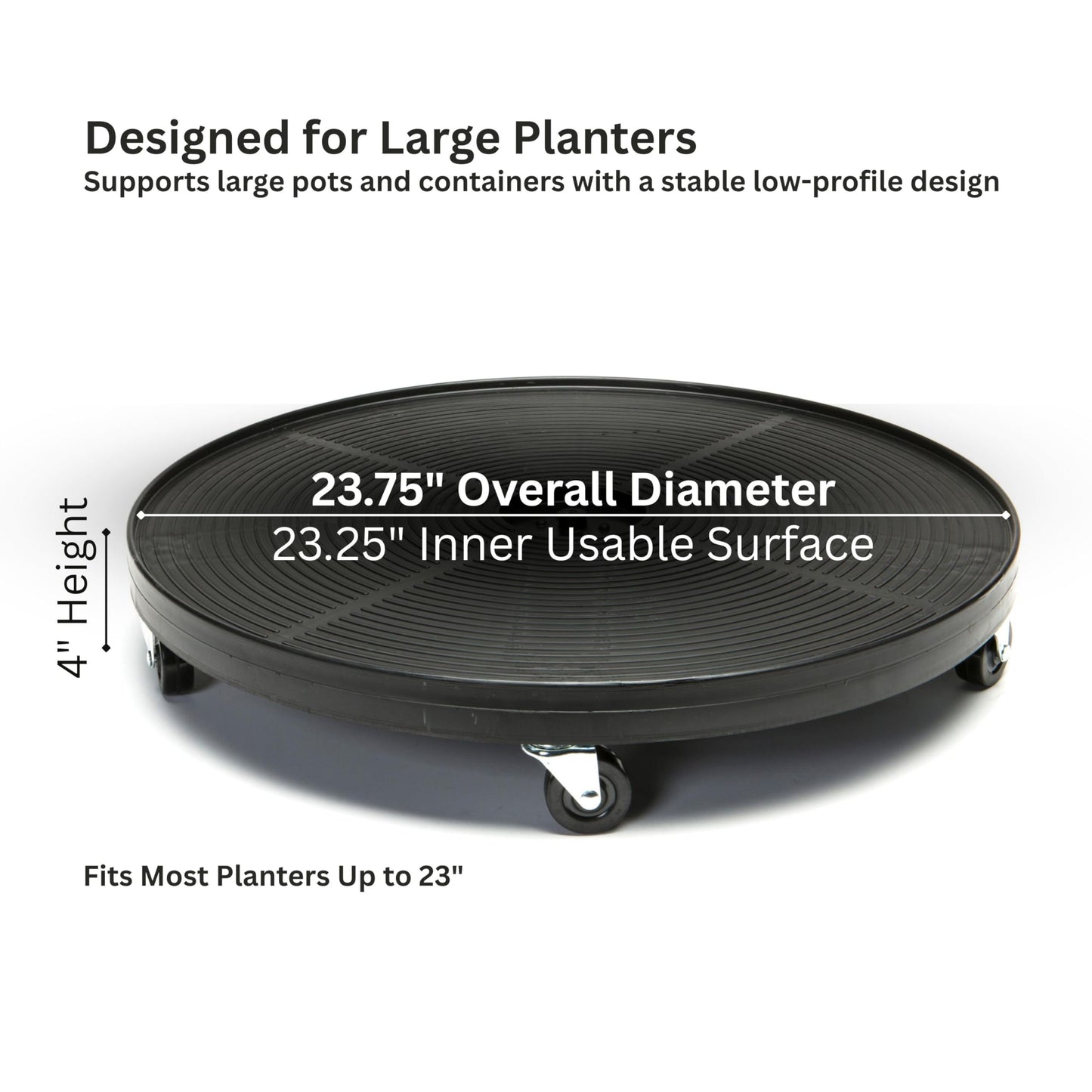 DeVaultEnterprises 23.5" Rolling Plant Caddy with Wheels, Heavy Duty Plant Pot Stand with Casters & Locking Wheel, Indoor Outdoor Planter Base for Pots, Round Plant Tray, Terracotta