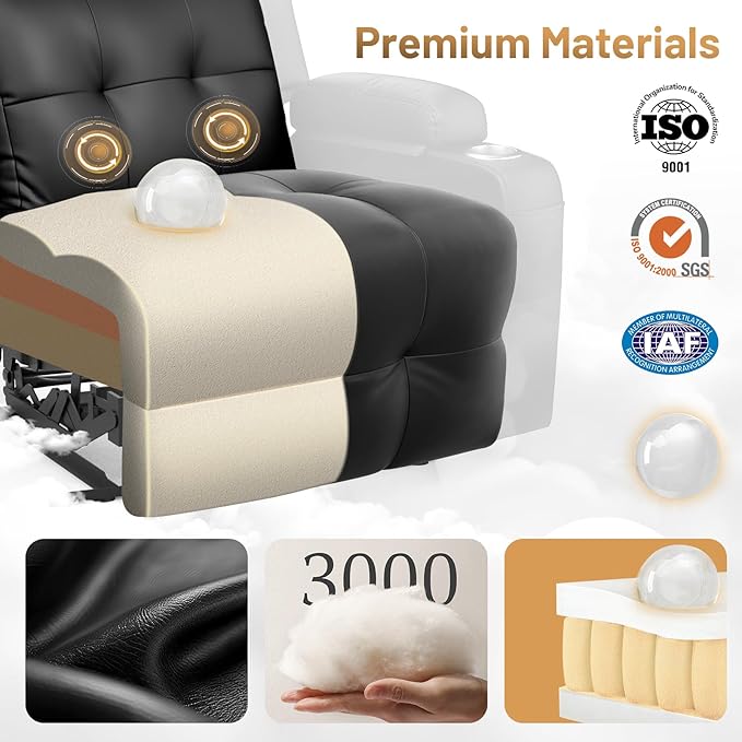 Home Theater Seating Power Recliner Chair, Massage Reclining Sofa