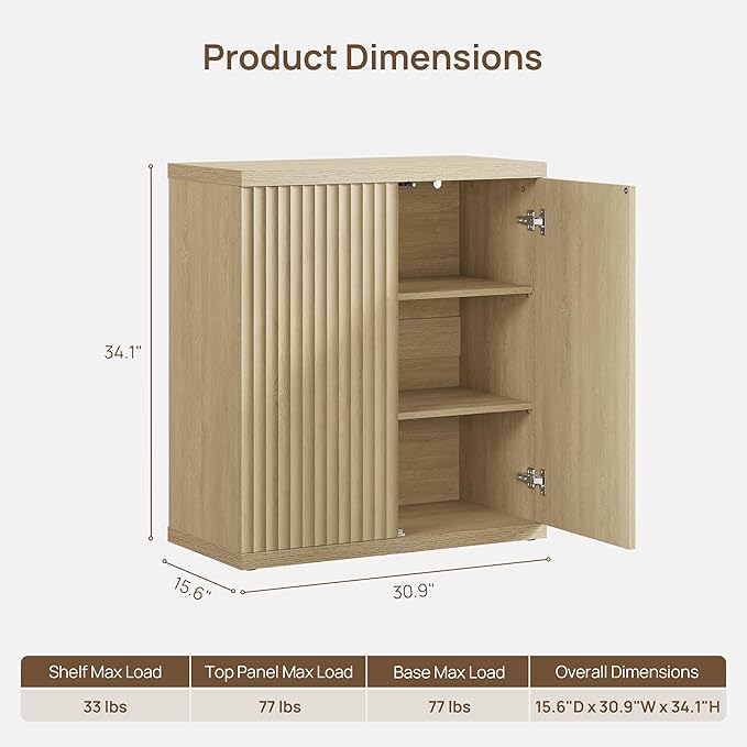 SICOTAS Buffet Cabinet with Storage Accent Sideboard Modern Credenza with Doors