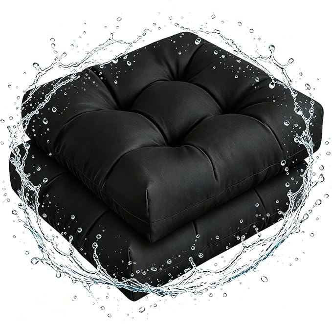Set of 2 Patio Seat Cushions 19X19in Square Wicker Seat Pads Waterproof Rocking
