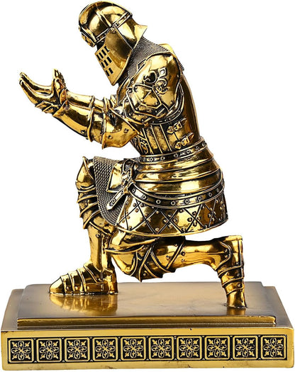 King's Guard Knight Pen Holder Pen Stand Desk Organizers and Accessories Resin Pencil Holder as Gift with a Metal Sword Letter Opener for Office and Home (Bronze(Plating))